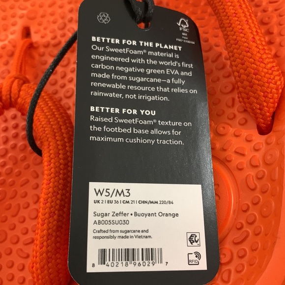 NWT Allbirds Unisex Sugar Zeffer Thong Style Sandals Flip-Flops Orange W5 / M3 - Picture 5 of 5